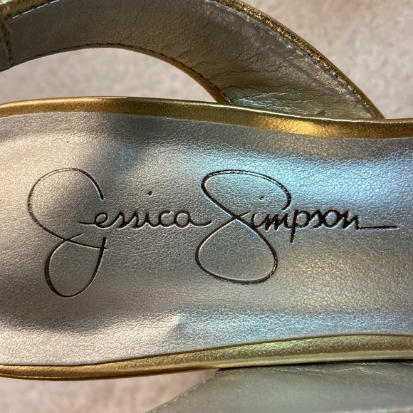 Jessica Simpson Kreme New Sable Metallic Leather Open Toe Slingback Dress Heel 6 - Picture 4 of 11
